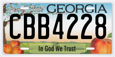 GA license plate CBB4228