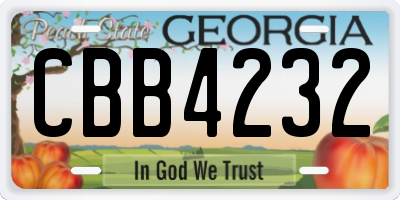 GA license plate CBB4232
