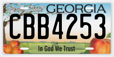 GA license plate CBB4253