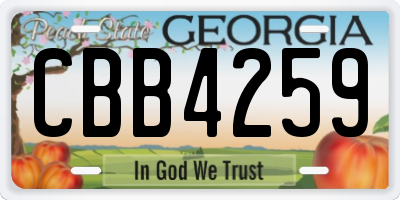 GA license plate CBB4259