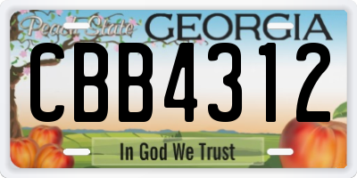 GA license plate CBB4312