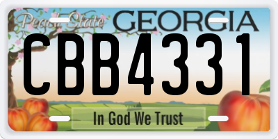 GA license plate CBB4331