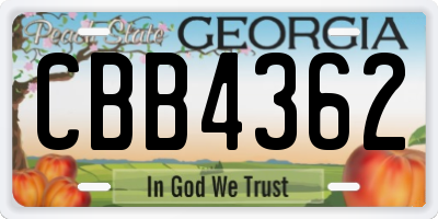 GA license plate CBB4362