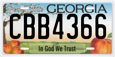 GA license plate CBB4366