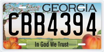 GA license plate CBB4394