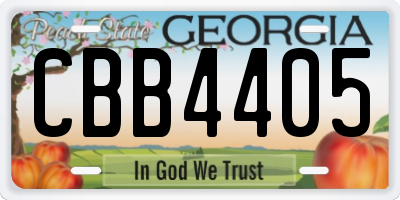 GA license plate CBB4405