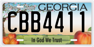 GA license plate CBB4411