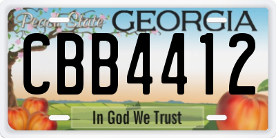GA license plate CBB4412