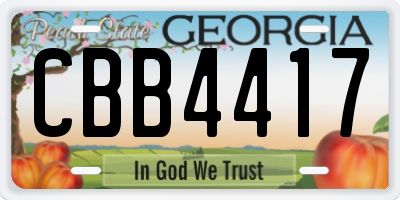 GA license plate CBB4417