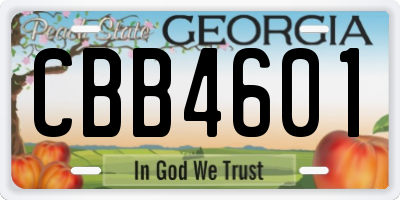 GA license plate CBB4601