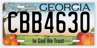 GA license plate CBB4630