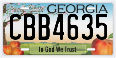 GA license plate CBB4635
