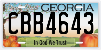 GA license plate CBB4643