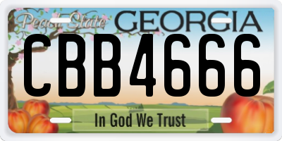 GA license plate CBB4666