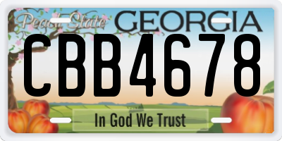 GA license plate CBB4678