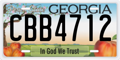 GA license plate CBB4712