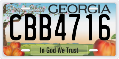 GA license plate CBB4716