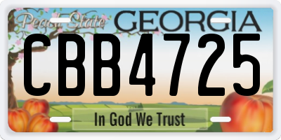 GA license plate CBB4725