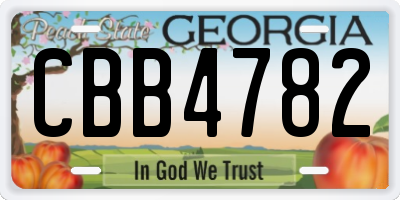 GA license plate CBB4782