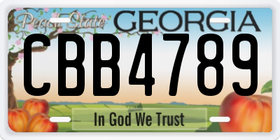 GA license plate CBB4789
