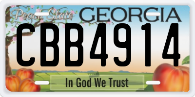 GA license plate CBB4914