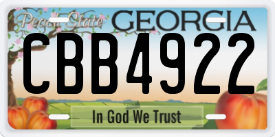 GA license plate CBB4922