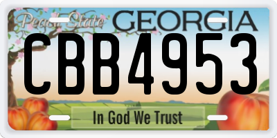 GA license plate CBB4953