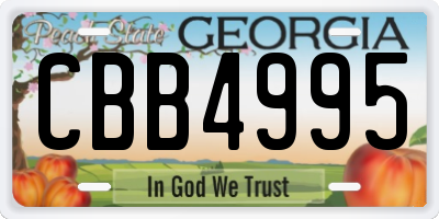 GA license plate CBB4995