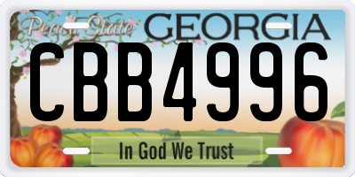 GA license plate CBB4996