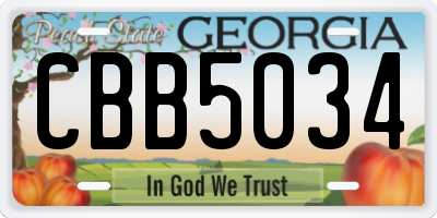 GA license plate CBB5034