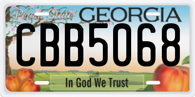 GA license plate CBB5068