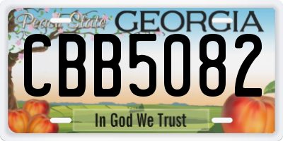 GA license plate CBB5082