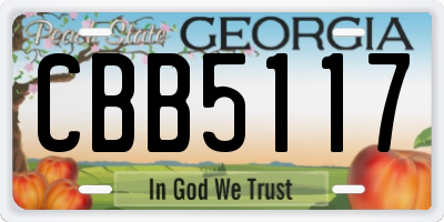 GA license plate CBB5117