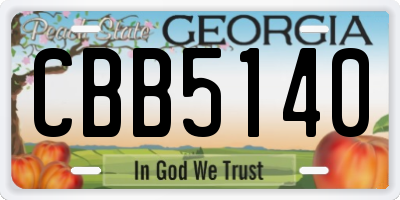 GA license plate CBB5140