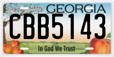 GA license plate CBB5143
