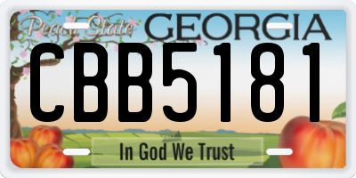 GA license plate CBB5181