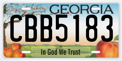 GA license plate CBB5183