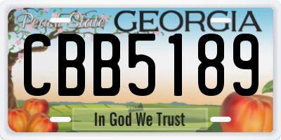 GA license plate CBB5189
