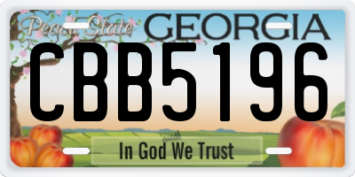 GA license plate CBB5196