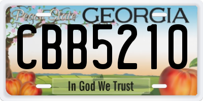 GA license plate CBB5210