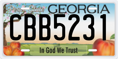 GA license plate CBB5231