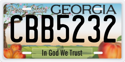GA license plate CBB5232