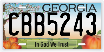 GA license plate CBB5243