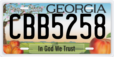 GA license plate CBB5258