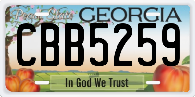 GA license plate CBB5259