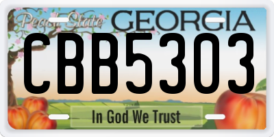 GA license plate CBB5303