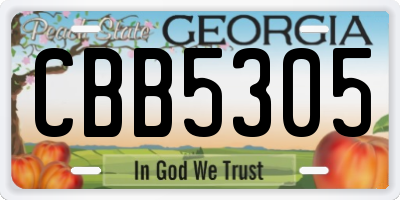 GA license plate CBB5305