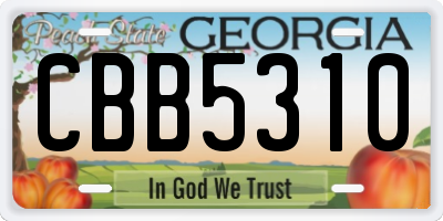 GA license plate CBB5310