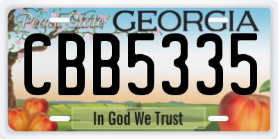 GA license plate CBB5335