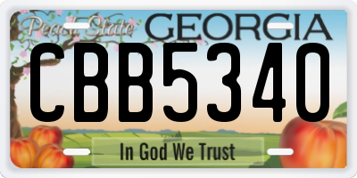 GA license plate CBB5340